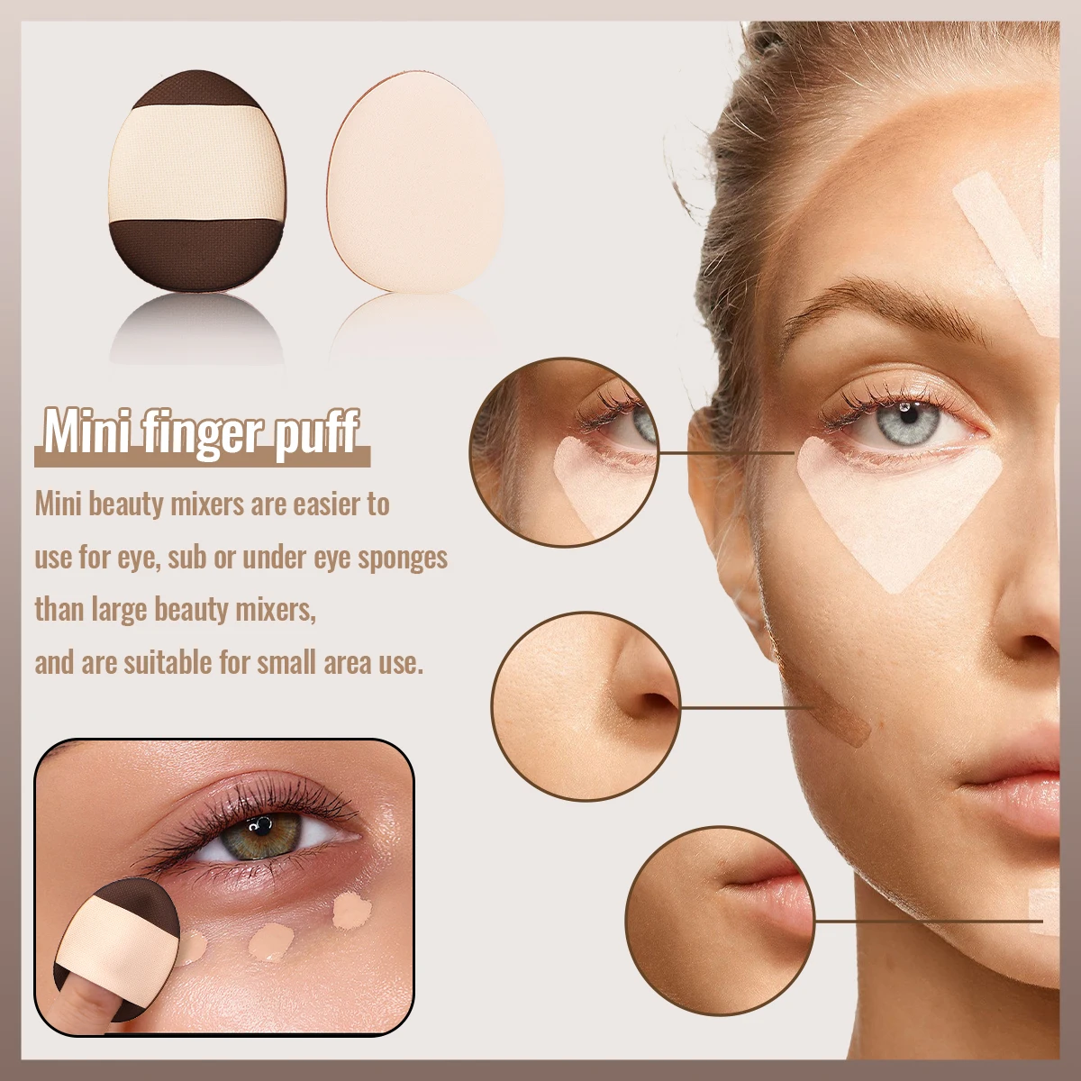 نفخة مستحضرات التجميل المحمولة 5 قطع + 1 علبة نفخة، سهلة التخزين والحمل، متينة للاستخدام والتنظيف، رقيق ومريحة. #5