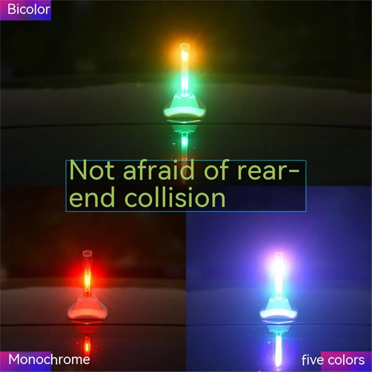 Feux de signalisation solaires pour voiture avec antenne, feux LED d'antenne, feux arrière de toit avec lumières colorées