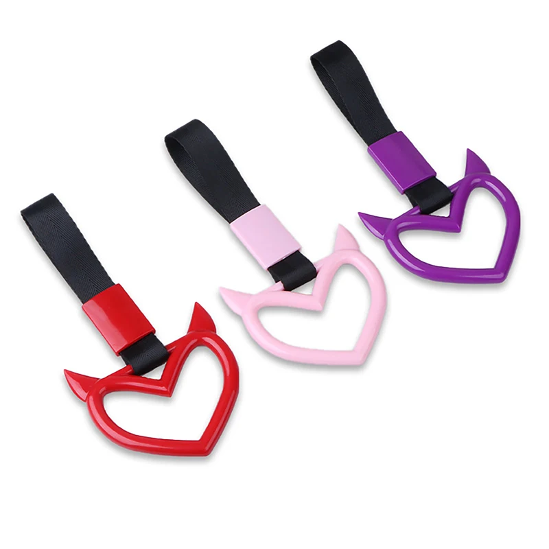 Colorful Car Tow Strap  Ring Heart JDM Train Bus Handle Hand Strap Styling Drift Charm Strap Auto Accessories