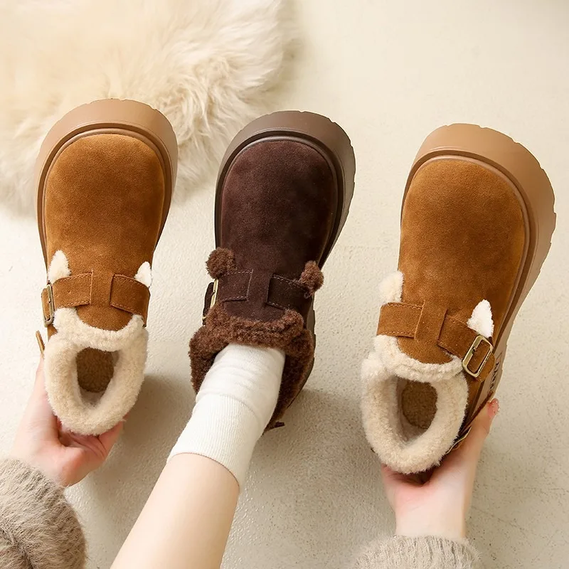 

Winter Fur Ankle Snow Boots Women Platform Woman Shoes Short Plush Suede Casual Sport Cotton Botas 2025 Trend New Non Slip Shoes