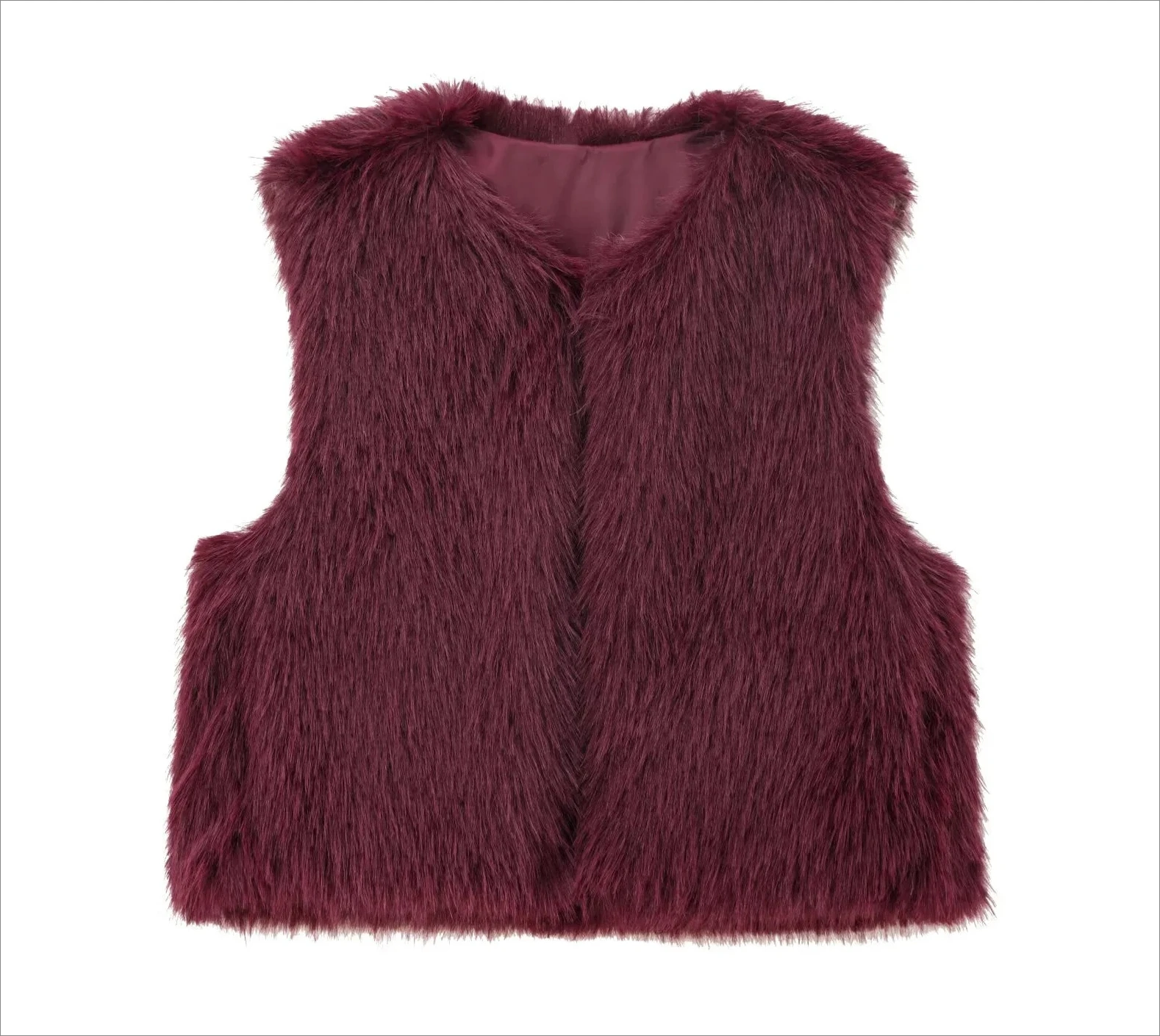 2025 outono novas roupas femininas efeito de pele artificial sem mangas em torno do pescoço curto colete topo