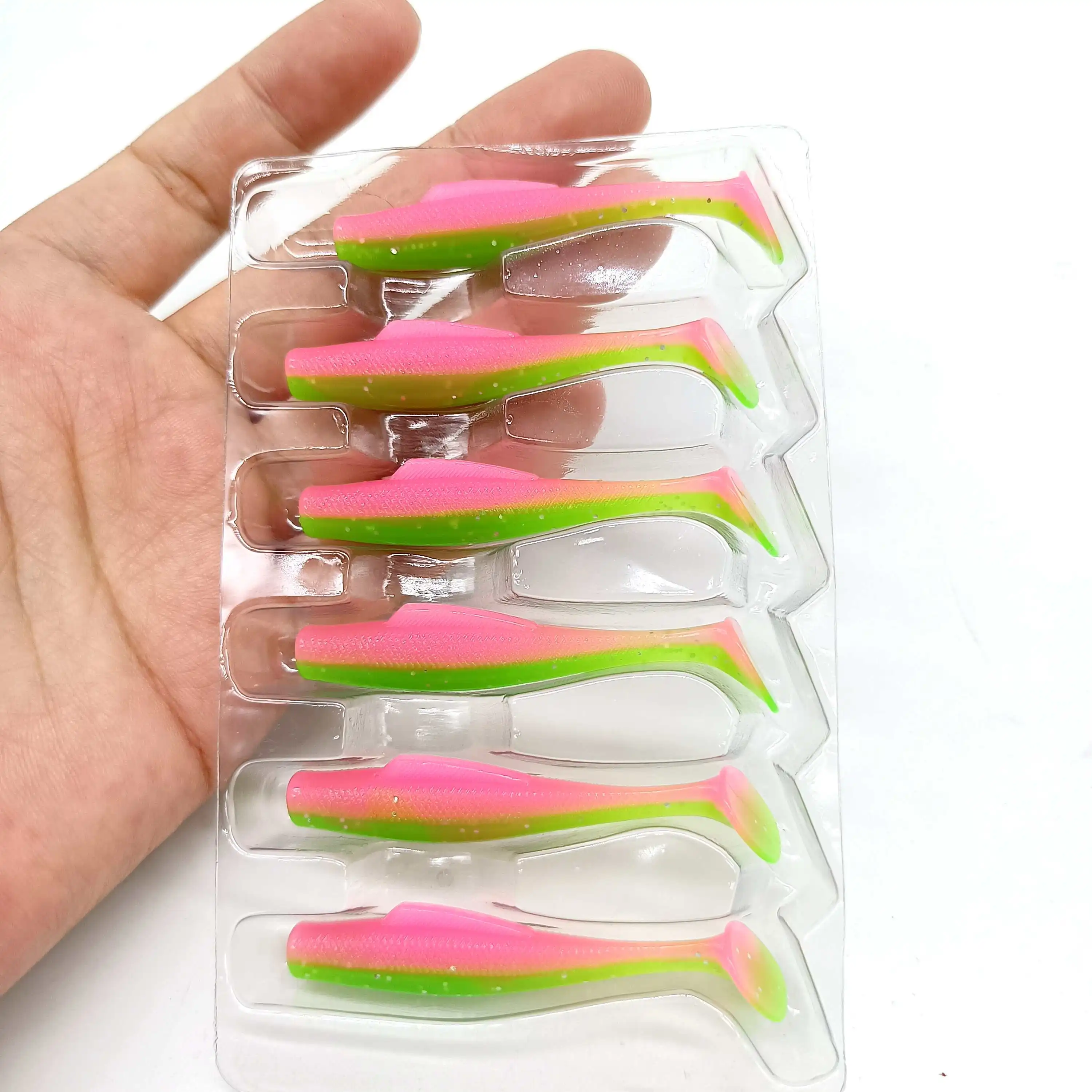 Duoduoyu 6pcs neuer tpe weicher Angel köder 1,7g/60mm T-Schwanz weicher Silikon Swimbait Wobbler für Hecht Bass Shad Angel gerät – Detail 6
