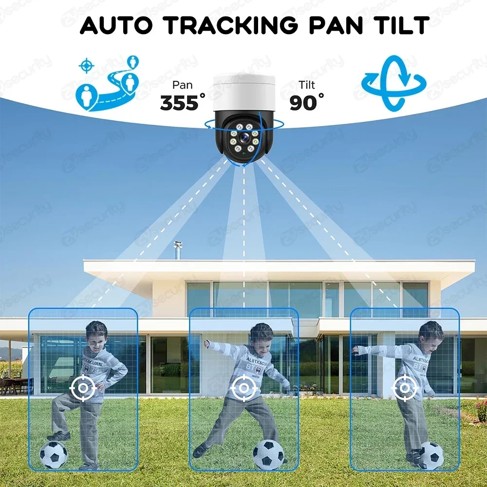 4K Security Camera System 4pcs Wired 8MP PoE IP Cameras Set Outdoor Auto Tracking Human Vehicle Detection PoE NVR KIT XMEye APP