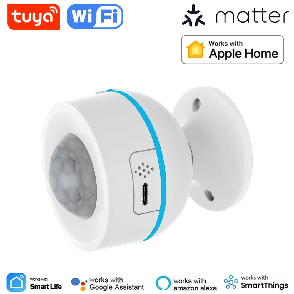 Tuya Matter Thread Smart PIR Motion Sensor Wireless Human Body Motion Infrared Detector Work With HomeKit Alexa Google Home