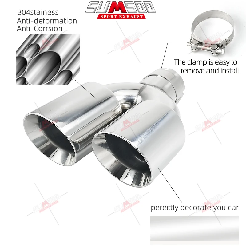 Setrs Dual Phụ Kiện Ô Tô Sửa Đổi Inox Đa Năng Ô Tô Ống Thoát Khí Đôi Nhét Đầu Dành Cho Xe Toyota Honda