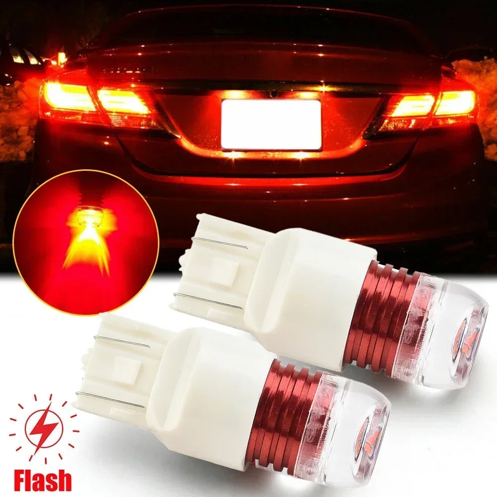 2Pcs Red Strobe Car Flashing Blinking LED Lamp For Honda Civic Brake Tail Light High Power Light Bulbs Car Accessories New