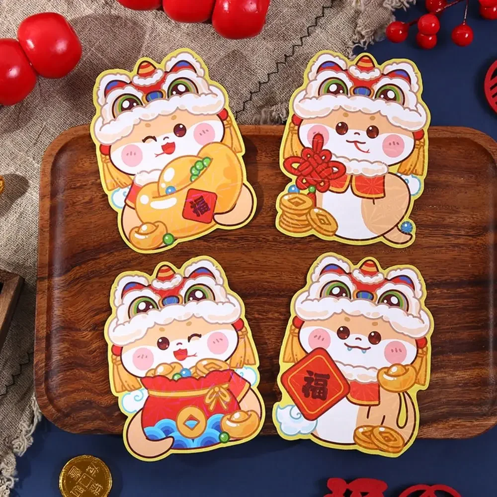 4 Uds láser 2025 Año de serpiente sobres rojos dibujos animados Año Nuevo chino tradicional bolsillo rojo Hongbao bendición buenos paquetes rojos de la suerte
