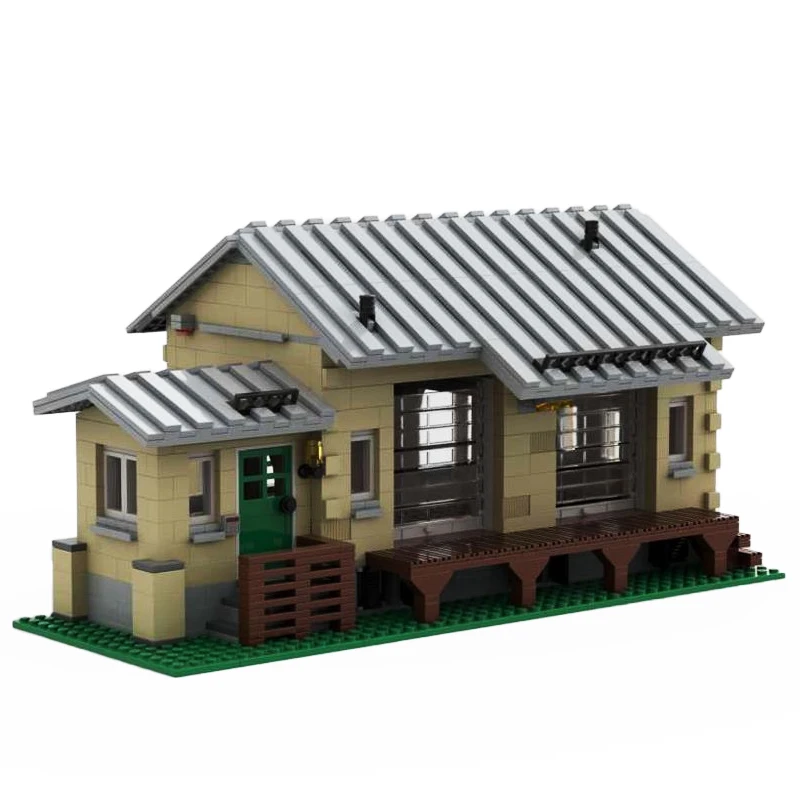 1176 Stuks Moc Spoorwegschuur Modulair Straatbeeld Model Bouwstenen Diy Architectuur Assemblage Kinderen Speelgoed Kerstcadeau