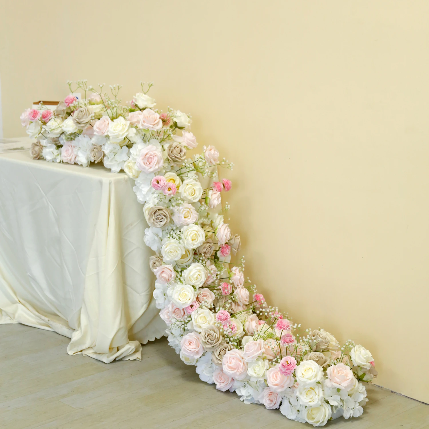 Uflower أحمر أبيض أرجواني وردي زهرة صف الزفاف خلفية قوس ديكور الجدول محور الطريق الطابق تشكيلة زهور الحدث الدعامة #4