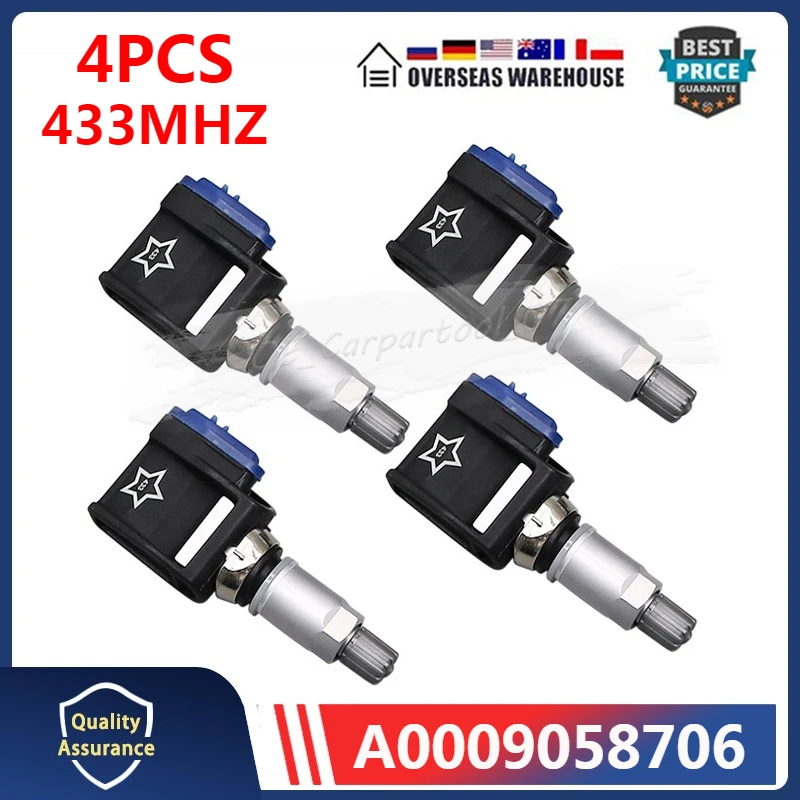 A0009058706 TPMS 433MHZ لمرسيدس بنز C-Class B-Class E-Class كوبيه CLS-Series Sprinter مستشعر مراقبة ضغط الإطارات 4 قطعة