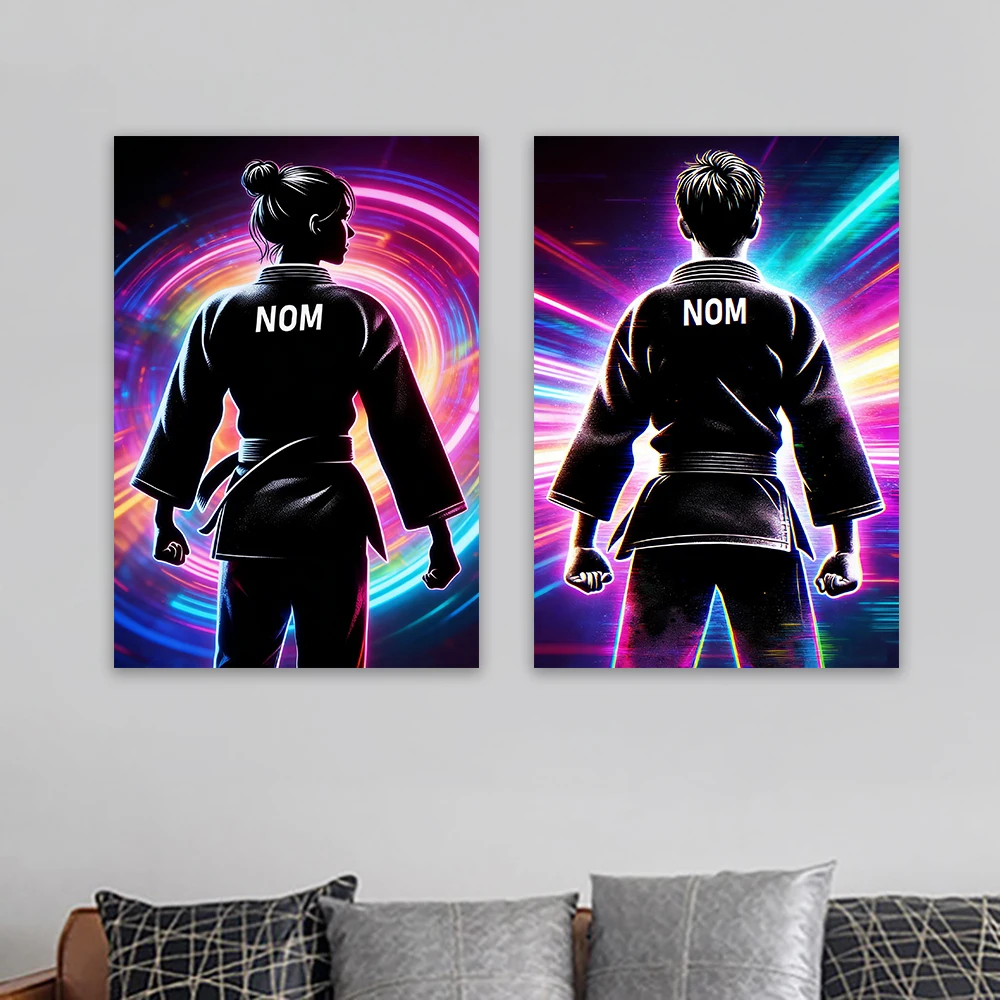 Colorful Personalized Man Judo Poster Custom Judo Sports with Name Prints Canvas Painting Girl Judo Art Gym Room Wall Decor