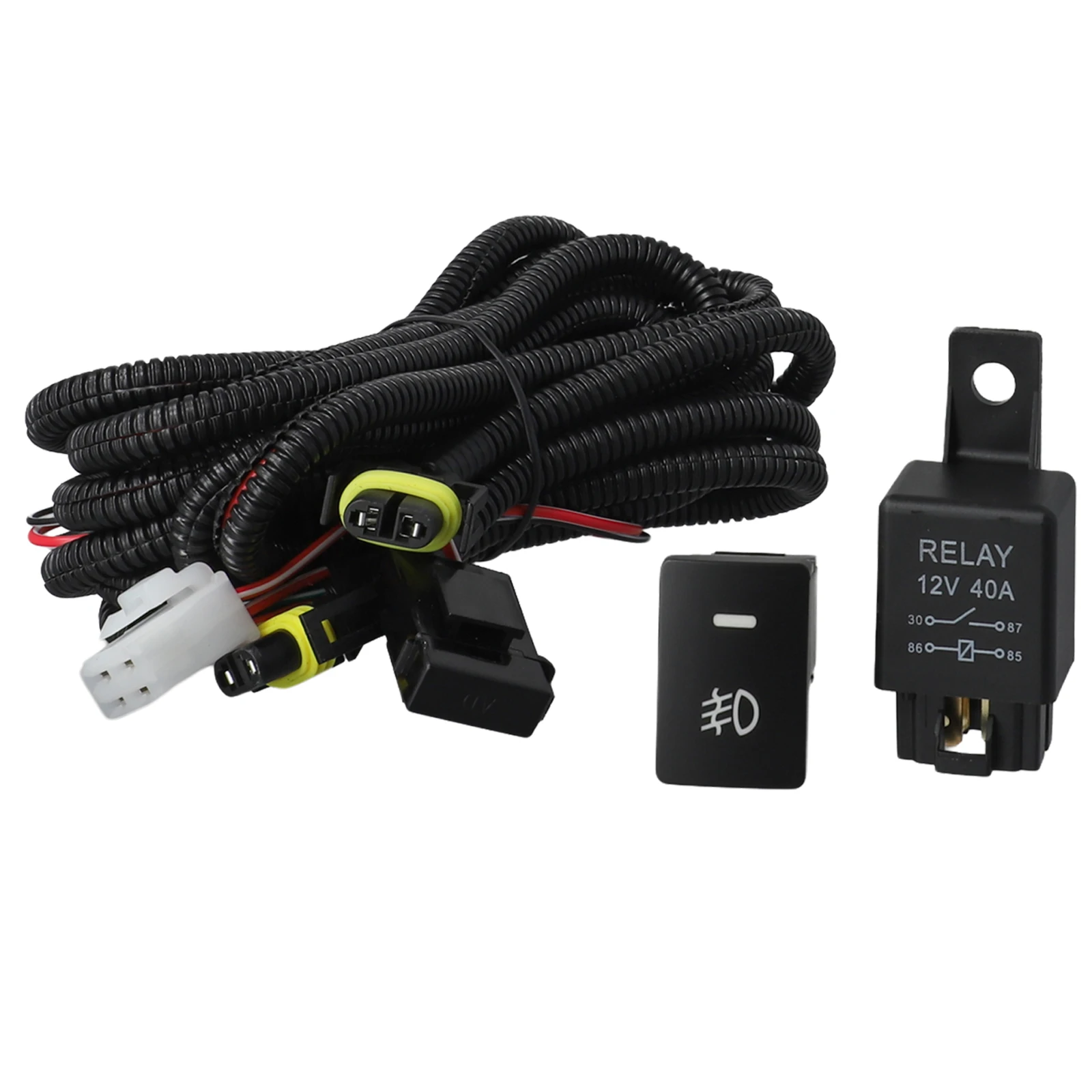 H11-Compatible Wiring Harness for Fog Lights with 40A Relay LED Switch and Fuse for Toyota Vehicles and H11 Bulb Installations