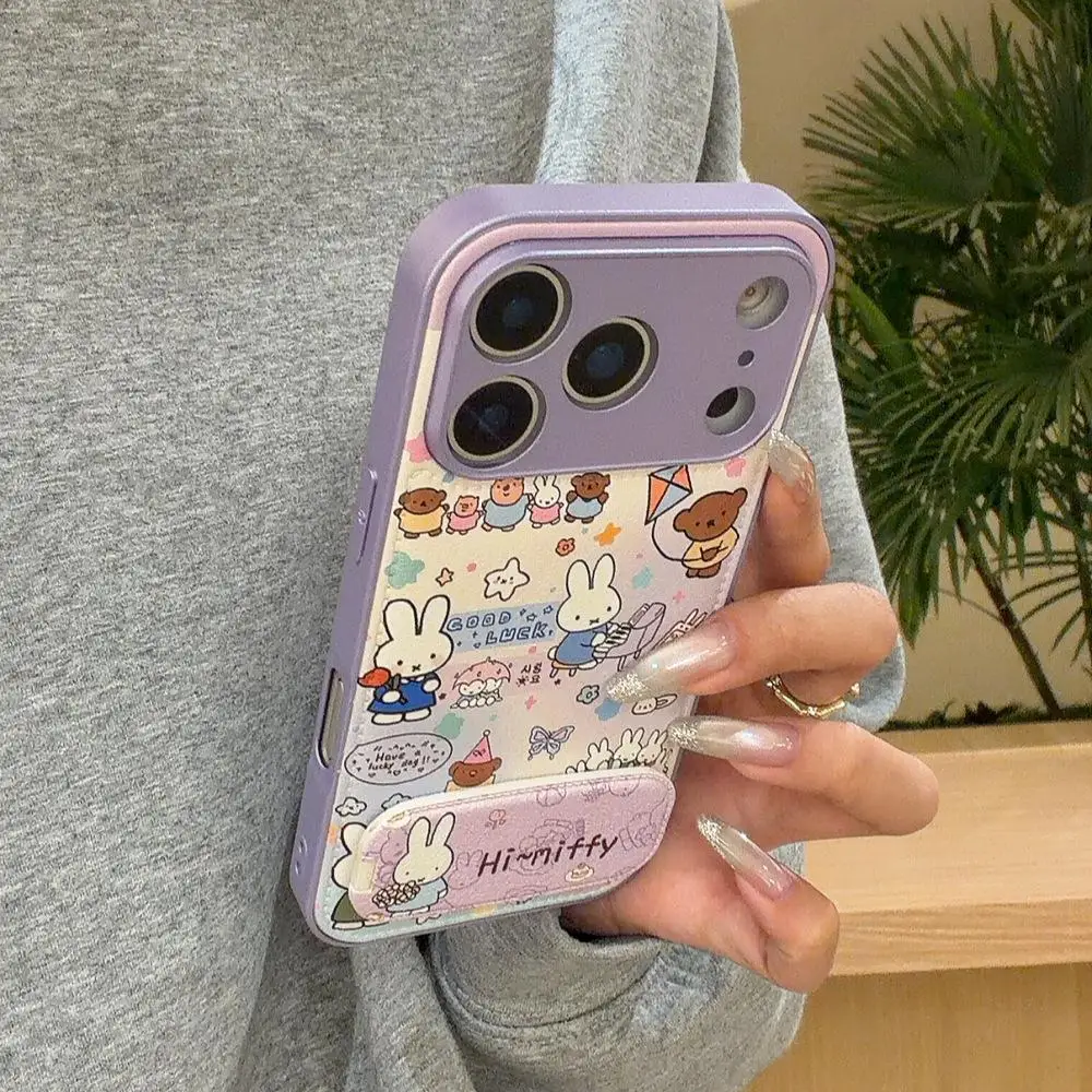 

Purple Miffy Cartoon Phone Case Cute Rabbit Bear Pattern Soft Cover For iPhone Protective Case Fashion Kawaii Back Shell