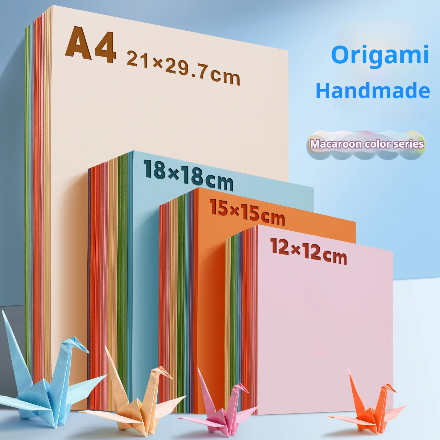 100/200/300pcs Square Origami Paper Double Sides Solid Color Folding Paper Multicolor Kids Handmade DIY Scrapbooking Craft Decor