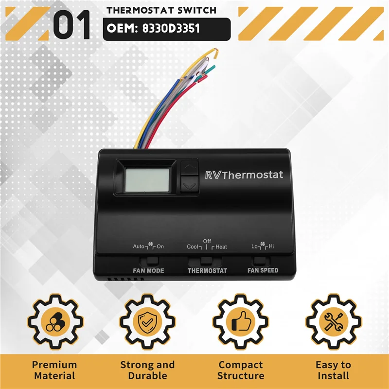 Termostato para RV Interruptor Termostato digital 8330D3351 Termostato de aire acondicionado para RV Termostato de aire acondicionado Negro