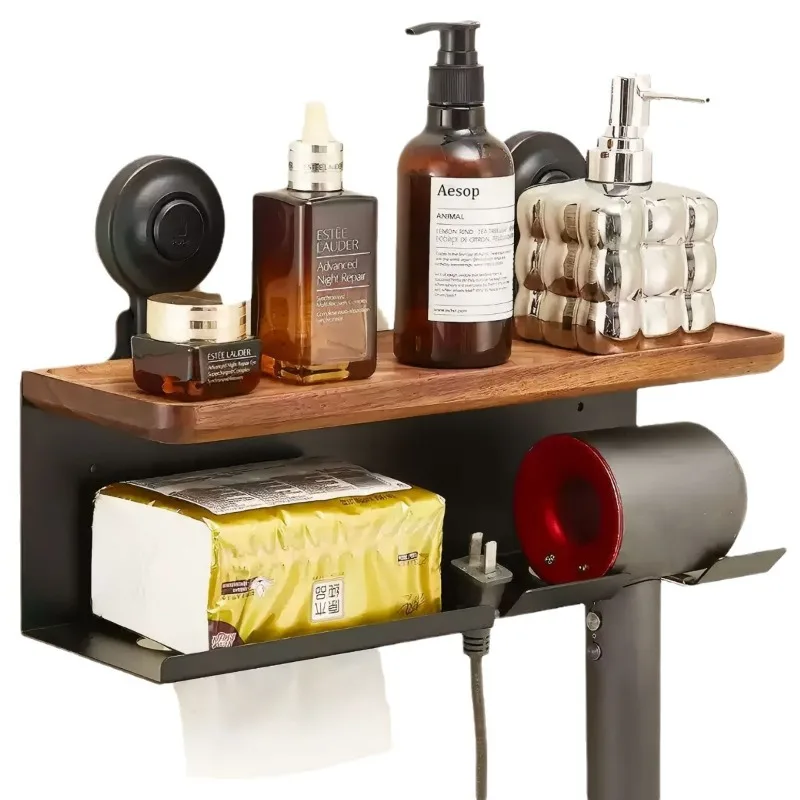 Suction cup walnut toilet tissue holder roll holder toilet wipe hand wall