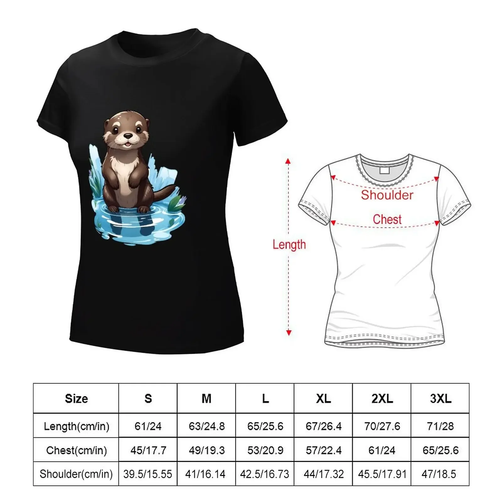 Playful Cute Otter T-shirt Short sleeve tee summer top Womens graphic t shirts