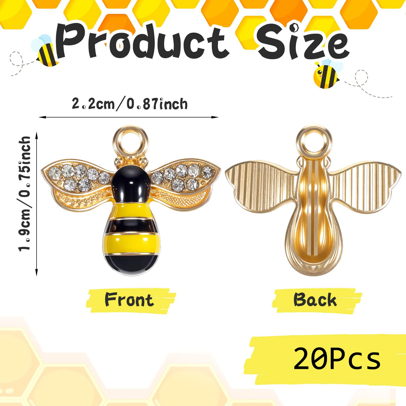 Alloy Oil-Drip Cartoon Bee Animal DIY Earrings Keychain Pendant Jewelry Accessories Bag Charm