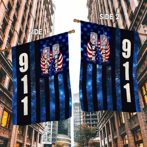 In Memory of 911 Never Forget American Firefighter Police EMT Libert Garden Flag