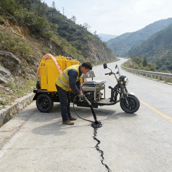 Road Crack Sealing Machine - 道路補修用クラックシーリングマシン（クラックシーリングテープとホットメルトシーラントの二重機能付き）