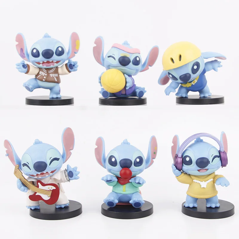 Lilo & Stitch Cheerful Guitar  PVC Statue Action Figurine Desk Collectible Anime Model Toys Figures Gift