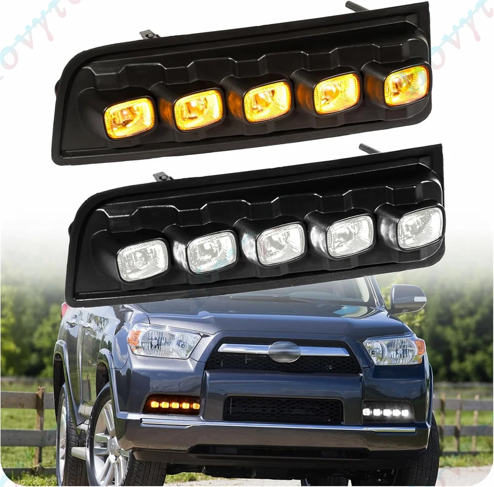 

LED DRL Daytime Running Light for 2010-2013 TOYOTA 4RUNNER 4-RUNNER Bumper DRL Fog lights Cover White Amber Turn Signals Lamp