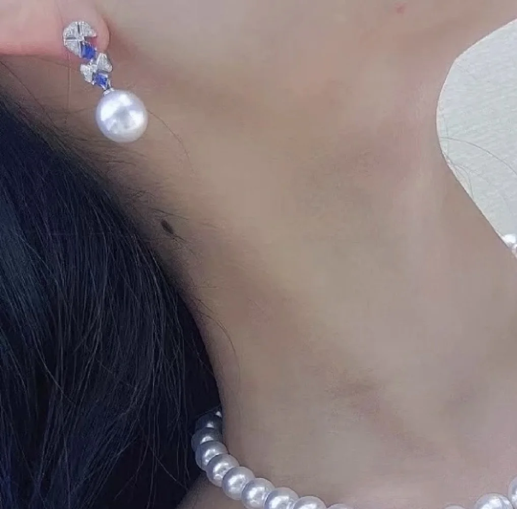 

Enchanting South Sea AAAA9-10mm10-11mm Natural Round White Pearl Earrings 925s