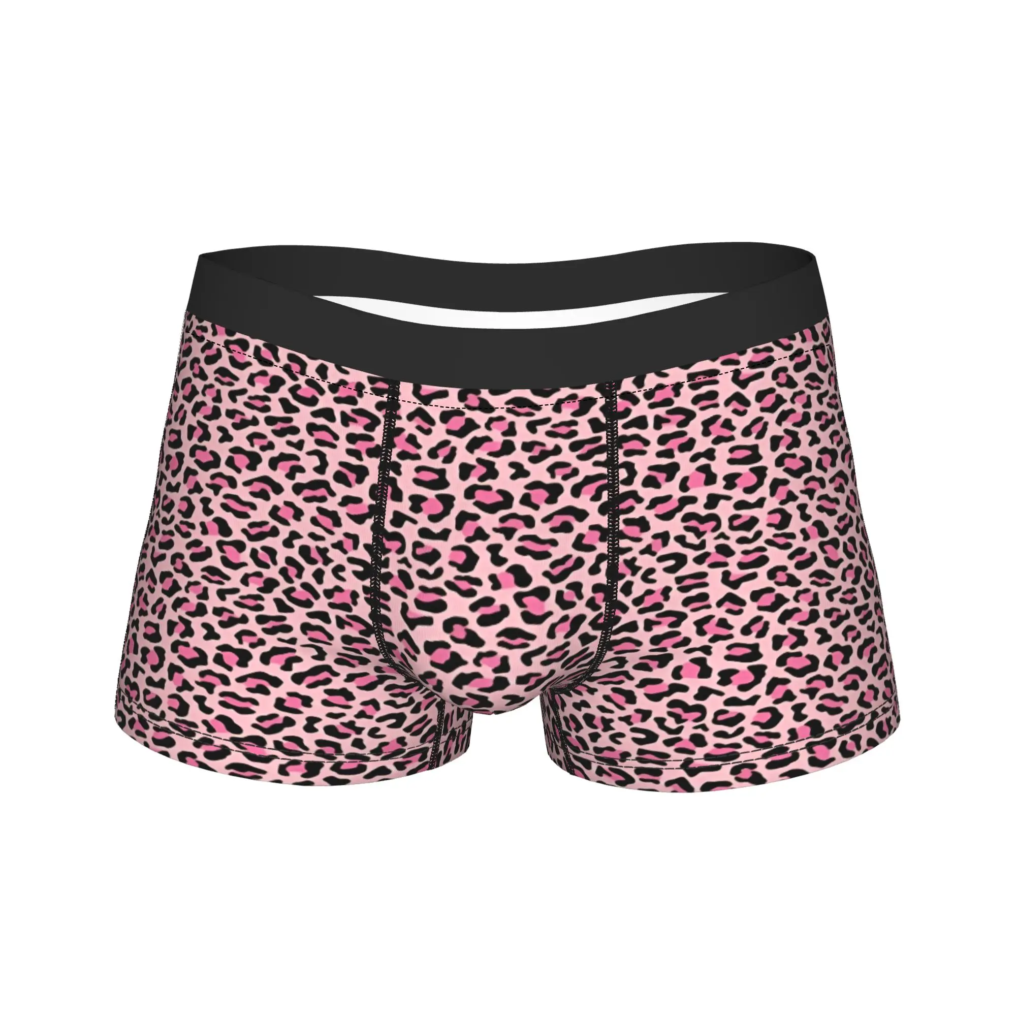 

Pink Leopard Underwear Men Boxer Brief Classic Boxer Shorts Trenky Print Large Size Panties