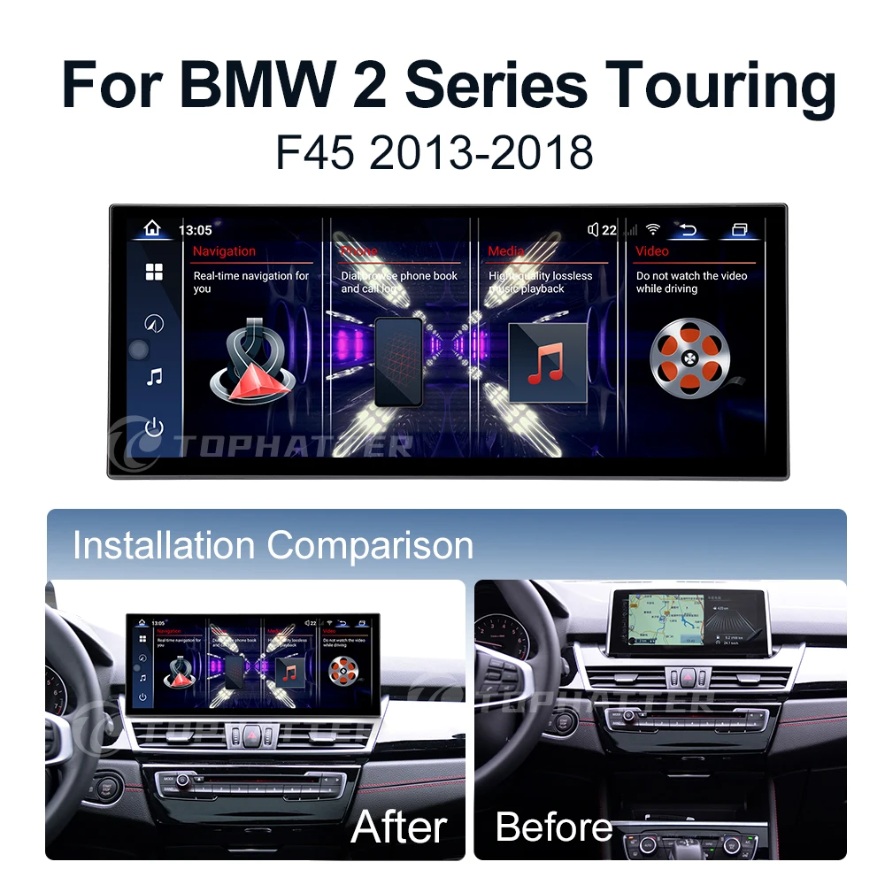 12.8 2K Car Radio For bmw 2 Series Touring F45 F46 Screen CarPlay Android Auto Multimedia Player Navi Display Head Unit 360 Cam