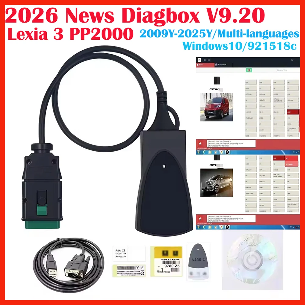 2026 Newest Diagbox V9.20 Lexia3 PP2000 PSA For Citroen/Peugeot Super Firmware 921815C Lexia 3 Diagnostic Tool