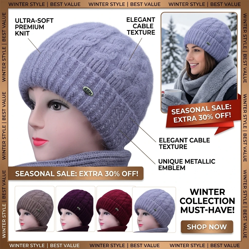 56-58 cm Fashion Beanie Cap Winter Hat Women Thickened Middle-aged Elderly Knit Cold Mother Old Lady Winter Outdoor Cap