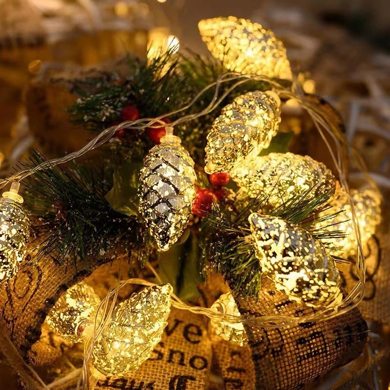 2 متر/3 متر LED الصنوبر المخروط سلسلة أضواء شجرة عيد الميلاد حلي معلقة عيد ميلاد سعيد الجنية أضواء ديكور المنزل 2025 السنة الجديدة