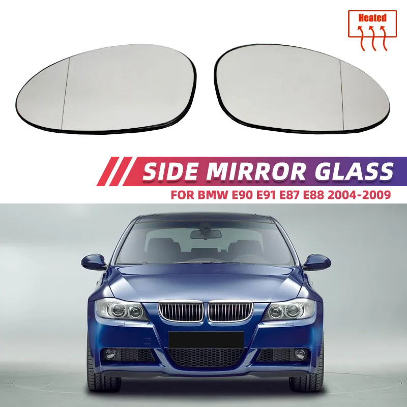 Linkes und rechtes Seitenspiegelglas, weiß, blau, Rückspiegel außen, für BMW E90 E91 E92 E93 E80 E81 E87 2004–2008