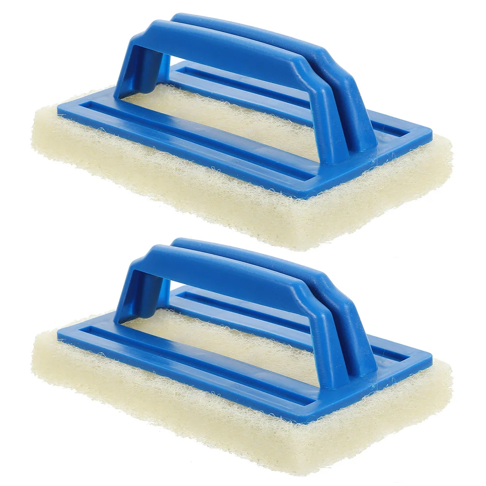 

2 Pcs Scrub Sponge Tile Scrubber with Handle Non Abrasive Scrubbing Pad Pads for Cleaning Sponges Brush Shower Handheld Bathtub