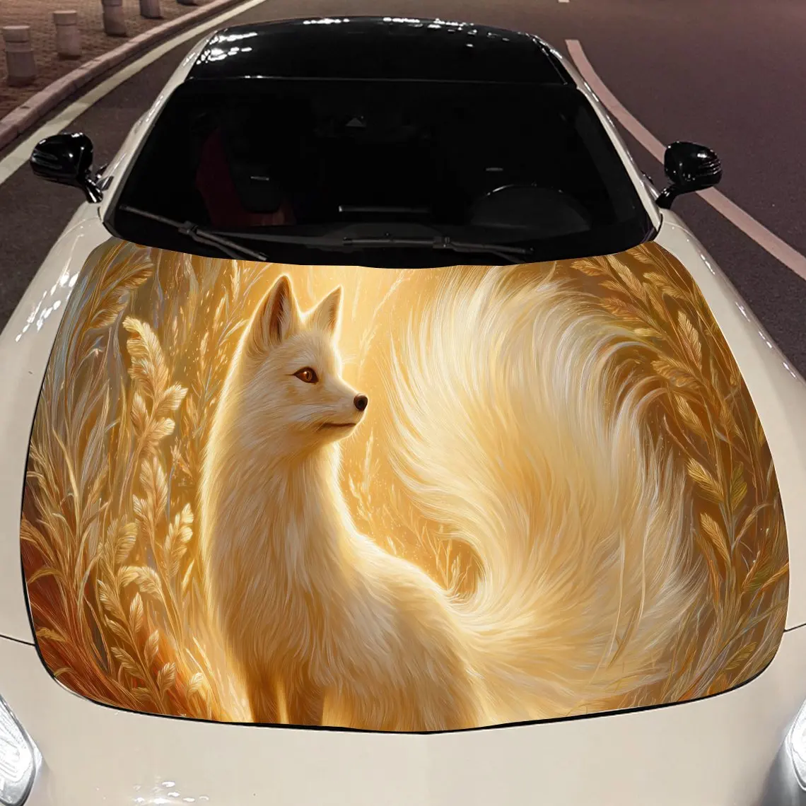 

Golden retro fox print,car hood stickers,PVC waterproof Self adhesive car hood sticker,car hood decoration protection stickers,A