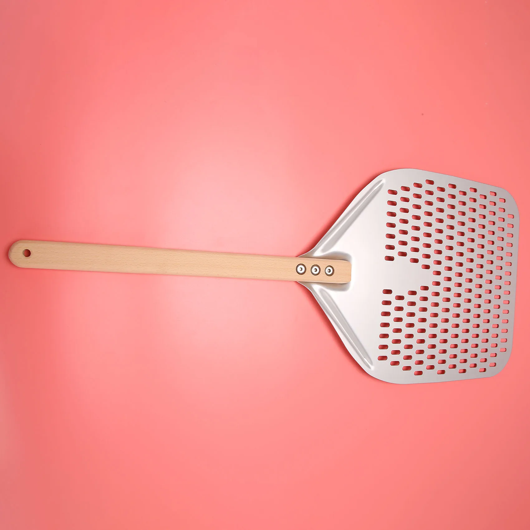 AEE4-Perforated Pizza Peel,Professional Anodized Aluminum Pizza Peels, Rectangular Pizza Turning Spatula With Detachable