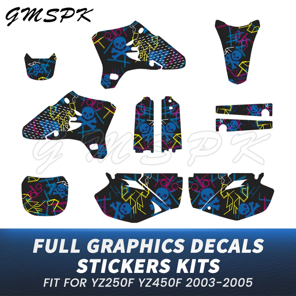 

Подходит для Yamaha YZ250F YZ450F YZF 250 YZF 450 YZ 250F 450F 2003 2004 2005 Фоны для мотокросса Полный графический набор наклеек