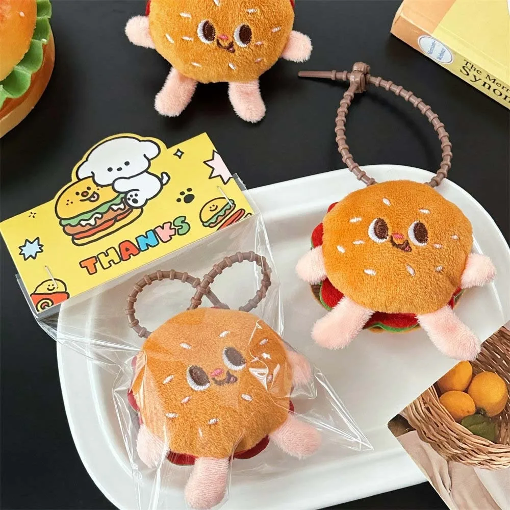 Cartoon Fast Food Plush Hamburger Pendant Soft Stuffed Plush Toy Plush Hamburger Brooch Bag Ornament Bag Hanging