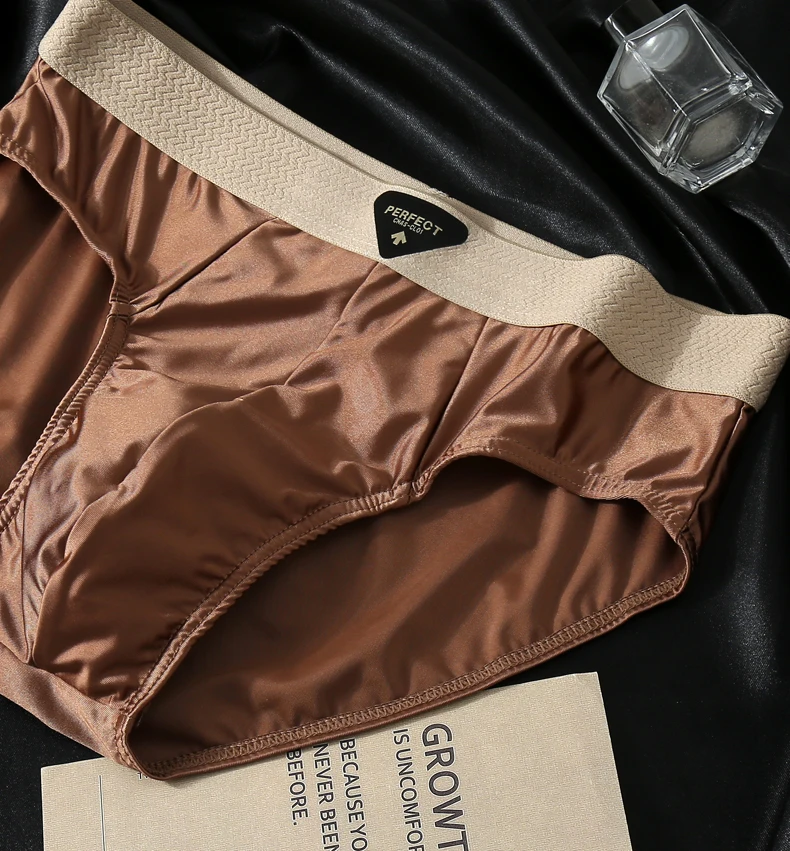 Herren Eisseide Boxershorts 4er-Pack Weiche Glatte Tägliche Unterwäsche in Verschiedenen Farben Flache Ecken Unterhose – Detail 12