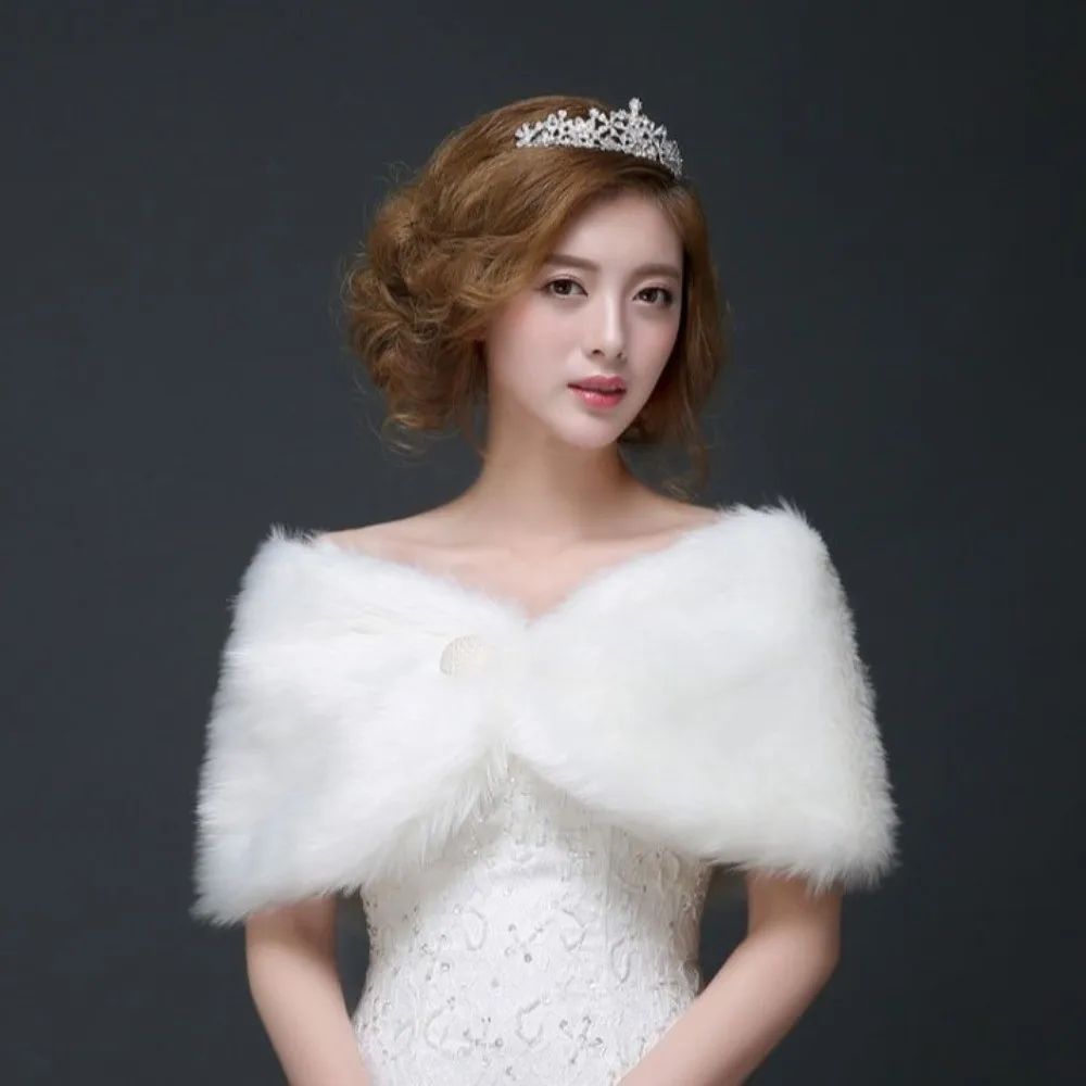 

Bride Shoulder Fake Collar Wedding Faux Fur Shawl Faux Fur Neck Wrap Plush Shawl Pearl Clothes Decoration Rabbit Fur Scarves