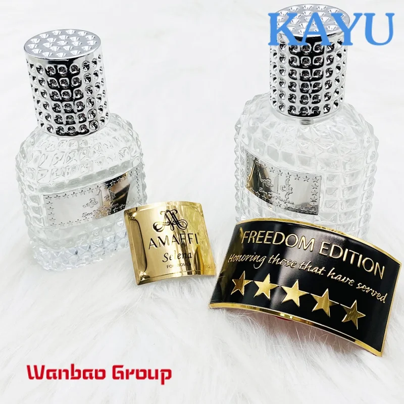 Custom  Perfume Package Brand Label Trademark Logo Sticker for Perfume Custom Embossed Metal Adhesive Sticker Waterproof Sticker