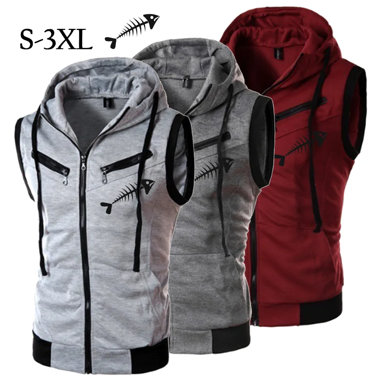 

Autumn and Winter Sleeveless Coat for Men and Women Hooded Tank Top Casual Jacket Coat Fashion Pocket Decoration