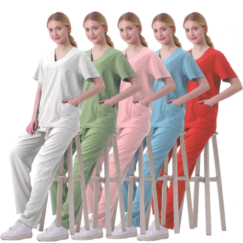 

Wholesale Women Wear Scrub Suits Hospital Doctor Working Uniform Medical Surgical Multicolor Unisex Uniform Nurse Accessories