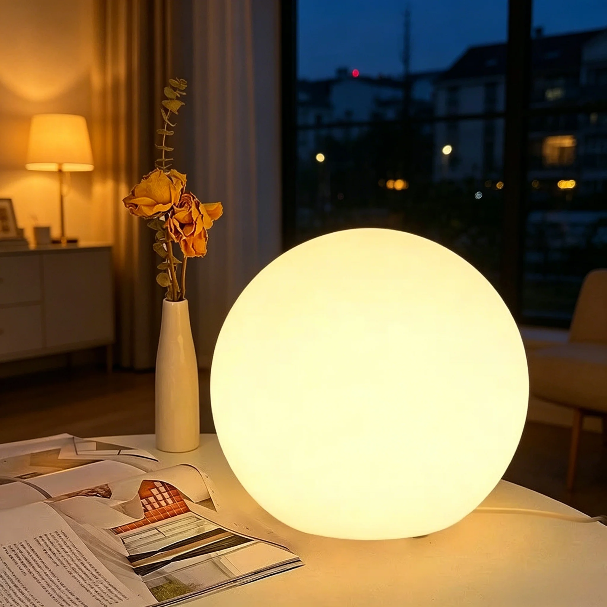 Decorative Ball Table Lamp Bedside Nightlight Girls Ins Gift Atmosphere Lamp Minimalist Warm Kids' Room Desk Bedroom Floor Lamp