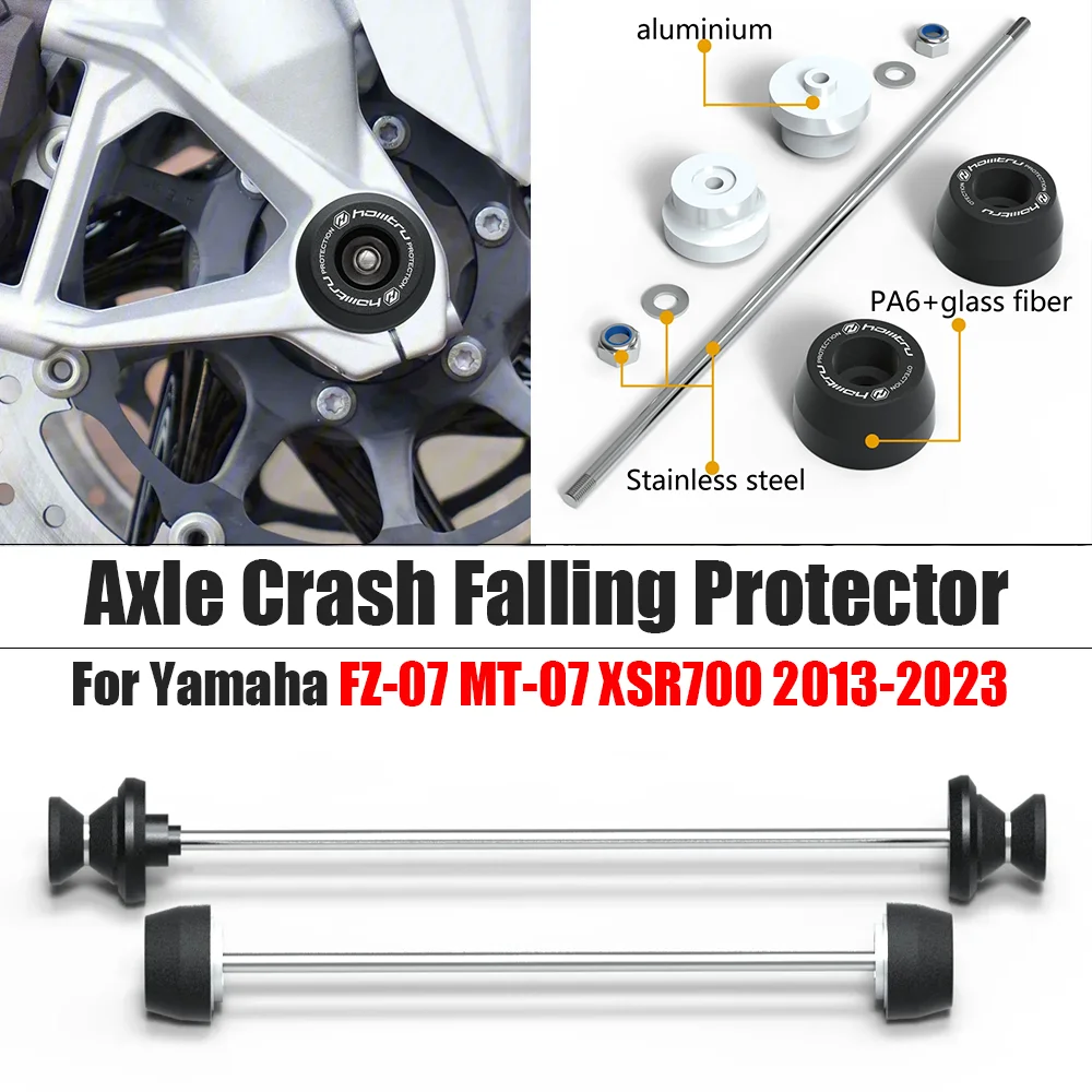 

Motorcycle Front Rear Wheel Fork Slider For Yamaha FZ-07 MT-07 XSR700 2013-2023 Axle Crash Falling Protector