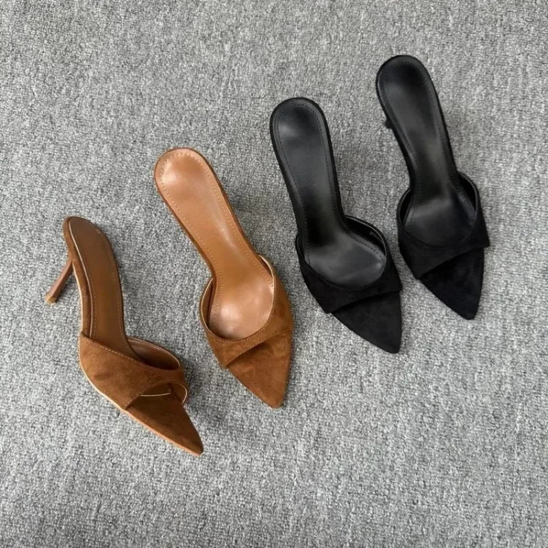 Neue sexy dünne High Heels Damen Slipper Street Style Party Stripper Sandalen Sommer Open Toe Slip-On Slide Schuhe
