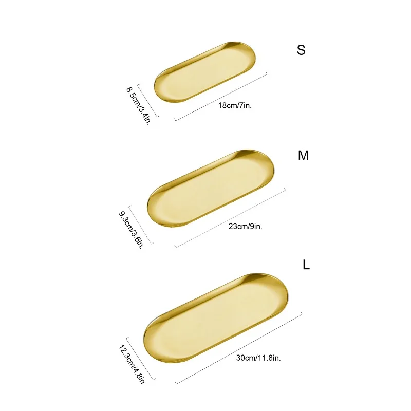 1/3Pcs Stainless Steel Gold Dessert Plate Cake Tray Snack Kitchen Plate Western Dish