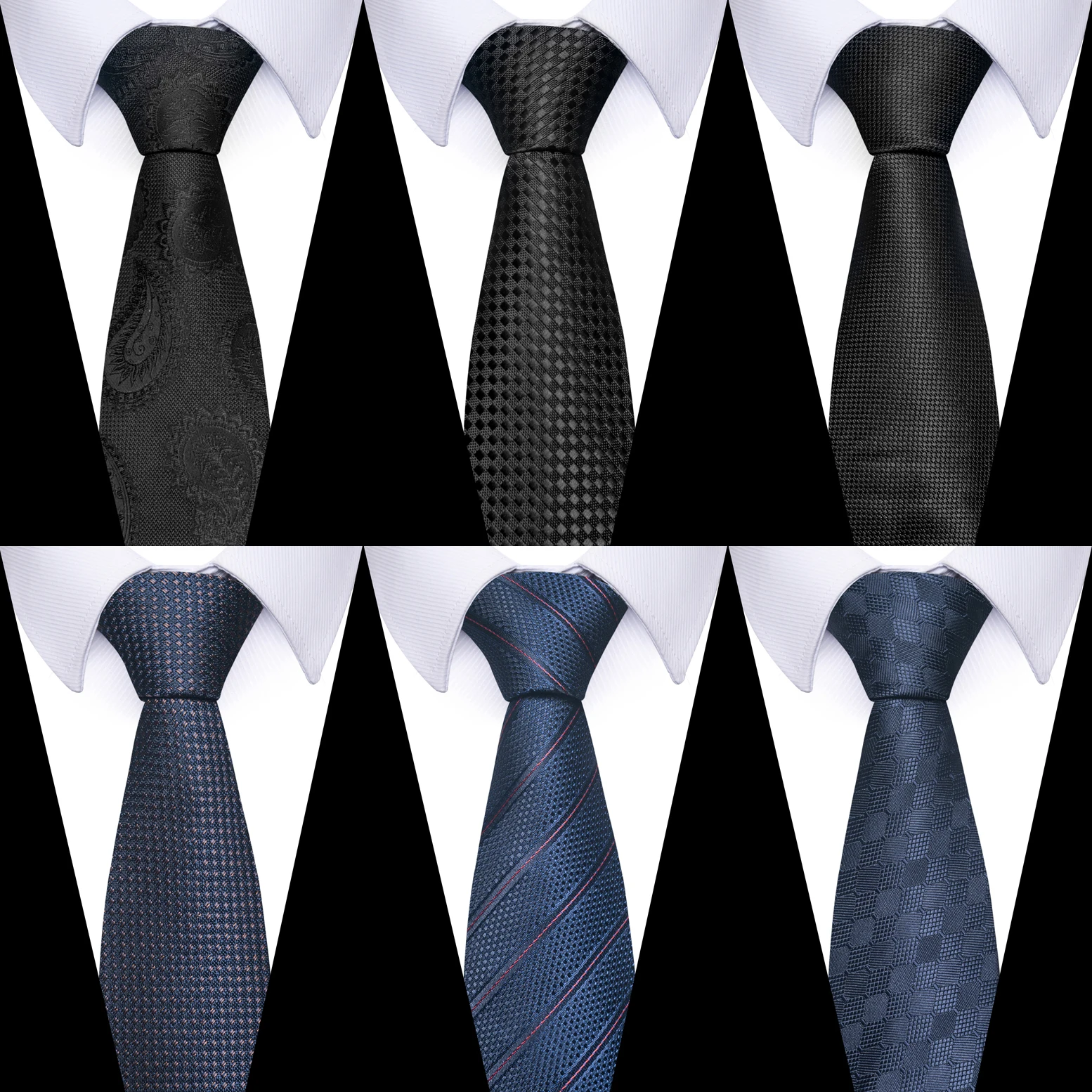 

100% Silk Brand Ties Men New Style Wholesale Jacquard Silk 8 cm Necktie Suit Accessories Solid Black Fit Business Workplace