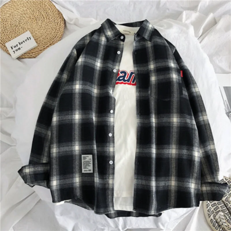 New Spring Long Sleeve Red Black Plaid Shirt Men Slim Fit Cotton Casual Shirts Men Clothing Coat Fashion Brand M-3XL