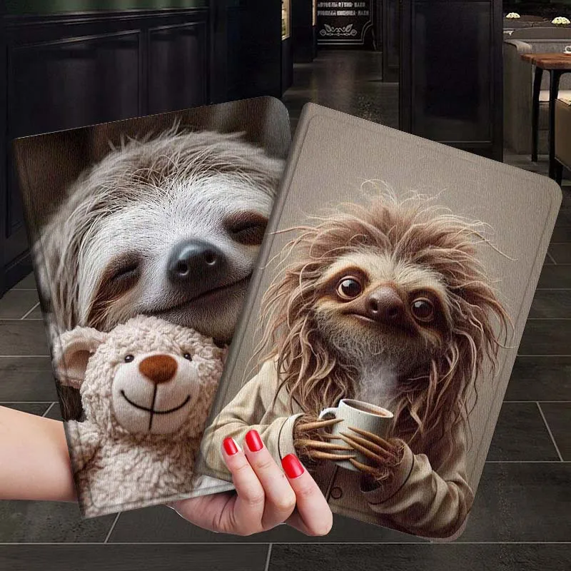 

Cartoon Sloth Holding Coffee For Samsung Galaxy Tab S7 S8 S9 S10 FE Plus 12.4 13.1 Inch Tablet Case